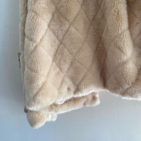 Beulah faux fur pink/beige jacket snap closure size large - Picture 16 of 16